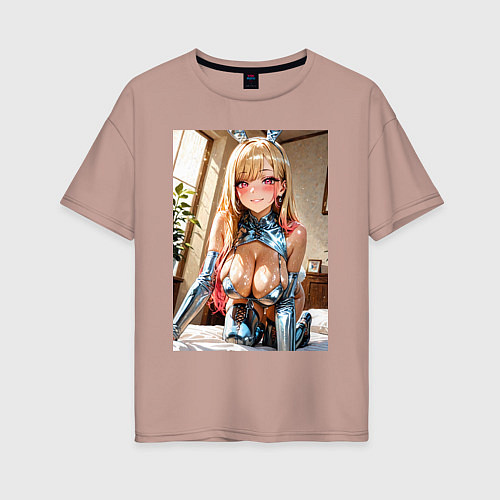 Женская футболка оверсайз Марин Китагава наряде кролика / Пыльно-розовый – фото 1