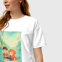 Футболка оверсайз женская Сцена из анимэ Рыбка Поньо, цвет: белый — фото 2