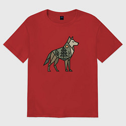 Футболка оверсайз женская Геометрический волк, цвет: красный