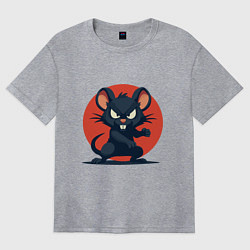 Футболка оверсайз женская Мышь боец, цвет: меланж