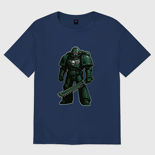 Женская футболка оверсайз Космодесантник в темно-зелёной броне / Тёмно-синий – фото 1