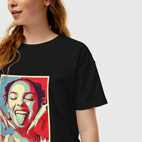 Женская футболка оверсайз Улыбка Оливии Родриго / Черный – фото 3