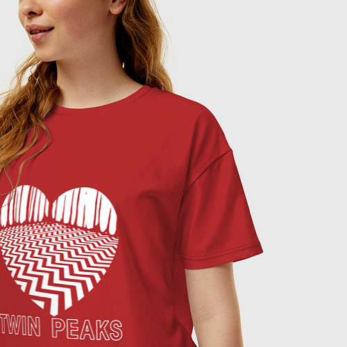 Женская футболка оверсайз Twin Peaks heart / Красный – фото 3