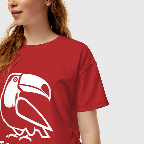 Женская футболка оверсайз Тукан в минималистичном стиле / Красный – фото 3