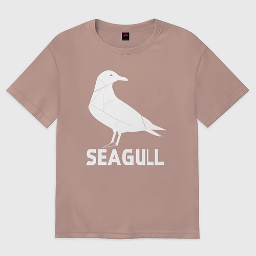 Женская футболка оверсайз Морская белая чайка / Пыльно-розовый – фото 1