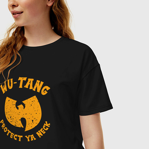 Женская футболка оверсайз Wu-Tang protect ya neck / Черный – фото 3