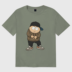 Футболка оверсайз женская Эрик Картман одет как подросток, цвет: авокадо