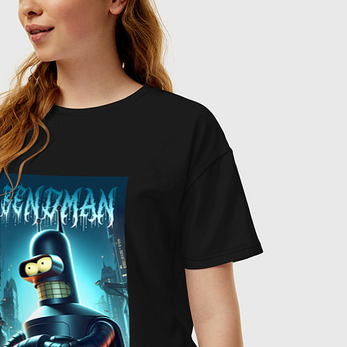 Женская футболка оверсайз Bender Batman - ai art collaboration / Черный – фото 3