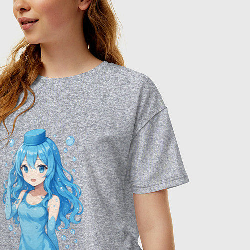 Женская футболка оверсайз Вода-тян / Меланж – фото 3