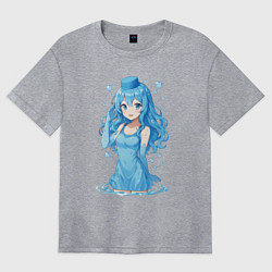 Футболка оверсайз женская Вода-тян, цвет: меланж