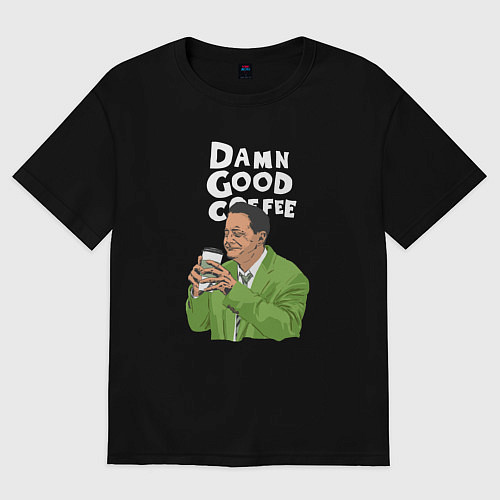 Женская футболка оверсайз Damn good coffee / Черный – фото 1