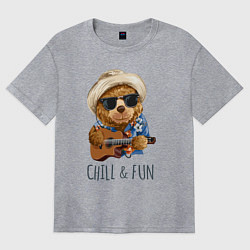Футболка оверсайз женская Мишка на чиле, цвет: меланж