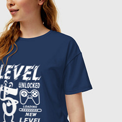 Футболка оверсайз женская 5 уровень разблокирован новая игра, цвет: тёмно-синий — фото 2