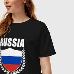 Футболка оверсайз женская Щит России, цвет: черный — фото 2