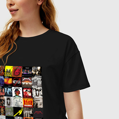 Женская футболка оверсайз Metallica - обложки / Черный – фото 3