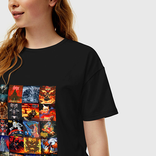 Женская футболка оверсайз Ария - обложки / Черный – фото 3