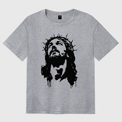 Футболка оверсайз женская Jesus in crown of thorns, цвет: меланж