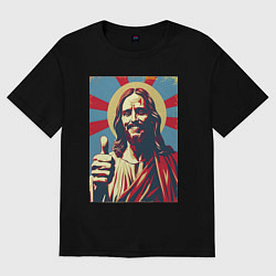 Футболка оверсайз женская Иисус лайк, цвет: черный