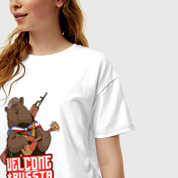 Футболка оверсайз женская Медведь России, цвет: белый — фото 2