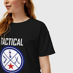 Футболка оверсайз женская Тактический парикмахер, цвет: черный — фото 2