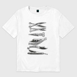 Футболка оверсайз женская Парикмахерские инструменты, цвет: белый