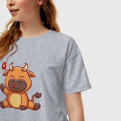 Женская футболка оверсайз Корова милашка / Меланж – фото 3