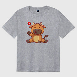 Футболка оверсайз женская Корова милашка, цвет: меланж