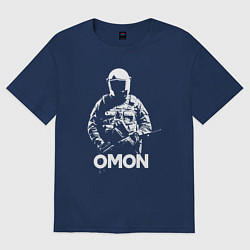 Футболка оверсайз женская Омон в экипировке, цвет: тёмно-синий