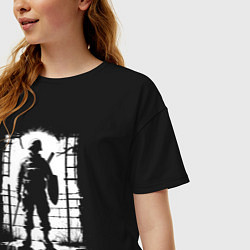 Футболка оверсайз женская ЧОПовец на страже, цвет: черный — фото 2