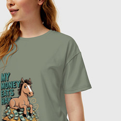 Футболка оверсайз женская Сено вместо денег, цвет: авокадо — фото 2