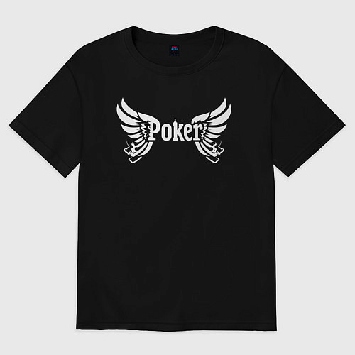 Женская футболка оверсайз Покер с крыльями / Черный – фото 1
