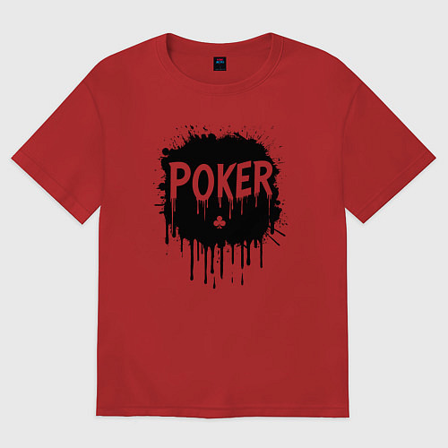 Женская футболка оверсайз Покер с каплями краски / Красный – фото 1