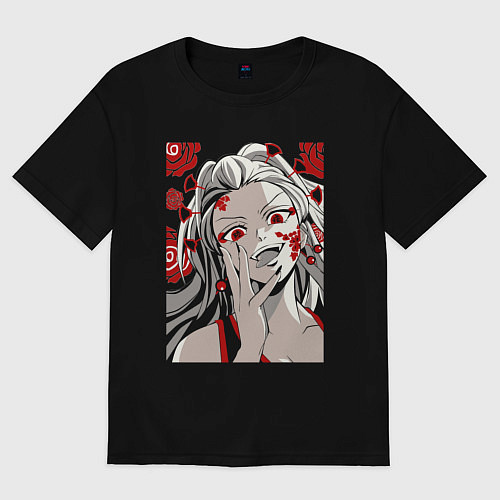 Женская футболка оверсайз Клинок, рассекающий демонов Даки / Черный – фото 1