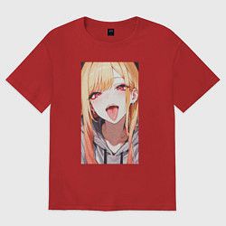 Футболка оверсайз женская Марин Китагава - кукла, цвет: красный