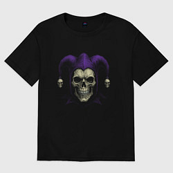 Футболка оверсайз женская Скелет паяц, цвет: черный