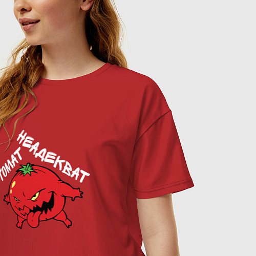 Женская футболка оверсайз Томат неадекват / Красный – фото 3