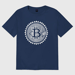 Футболка оверсайз женская Биткоин цифровой, цвет: тёмно-синий