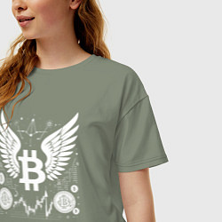 Футболка оверсайз женская Биткоин с крыльями, цвет: авокадо — фото 2