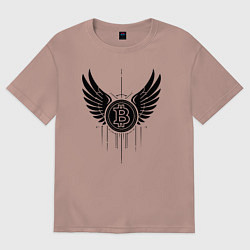 Футболка оверсайз женская Крылья биткоина, цвет: пыльно-розовый