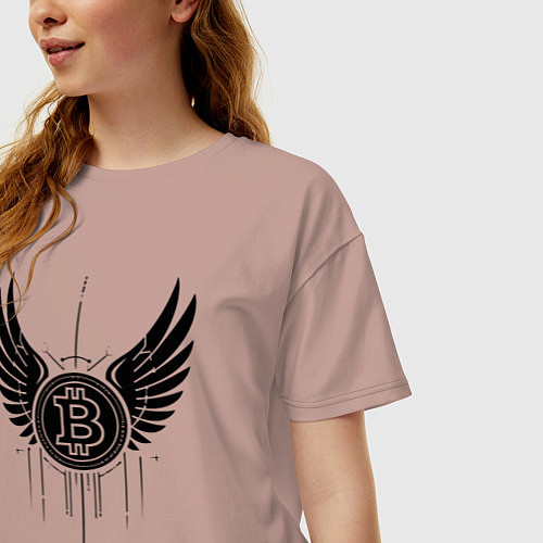 Женская футболка оверсайз Крылья биткоина / Пыльно-розовый – фото 3