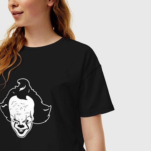 Женская футболка оверсайз Лицо Пеннивайза / Черный – фото 3