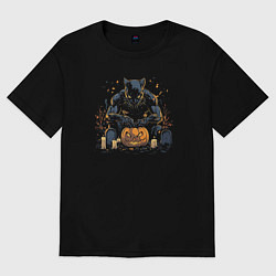 Футболка оверсайз женская Чёрная пантера и хэллоуин, цвет: черный