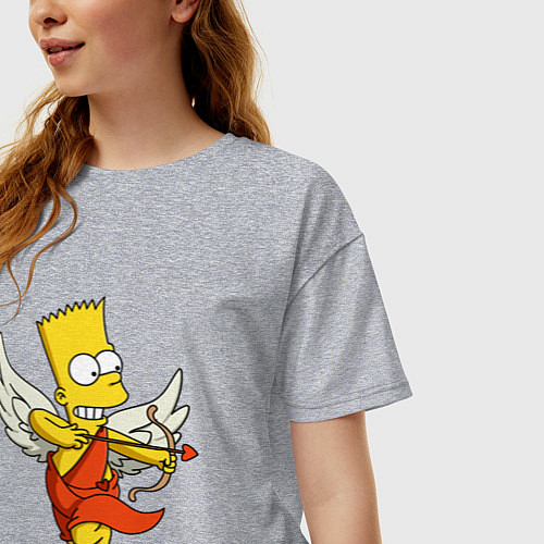 Женская футболка оверсайз Барт Симпсон амур / Меланж – фото 3