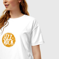 Футболка оверсайз женская Jazz rock in orange, цвет: белый — фото 2