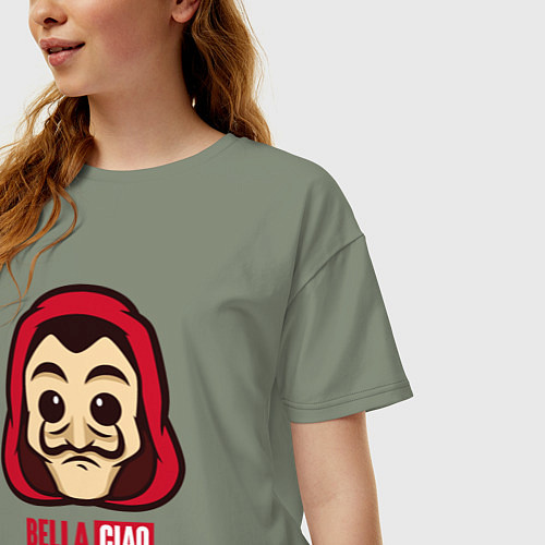 Женская футболка оверсайз Bella ciao man / Авокадо – фото 3