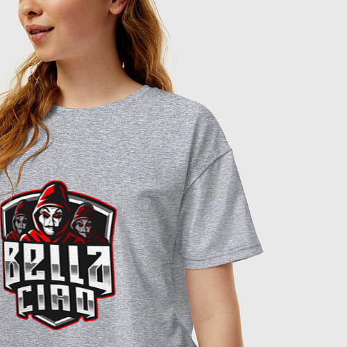 Женская футболка оверсайз Bella ciao mans / Меланж – фото 3