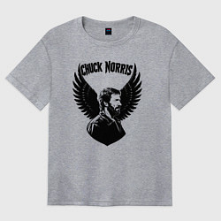 Футболка оверсайз женская Чак Норрис с крыльями, цвет: меланж