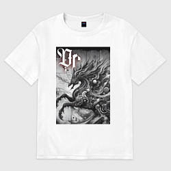 Футболка оверсайз женская Симбиот конь-дракон - фантазия, цвет: белый