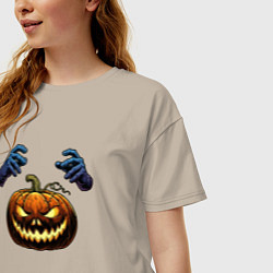 Футболка оверсайз женская Зловещая лампа Джека, цвет: миндальный — фото 2