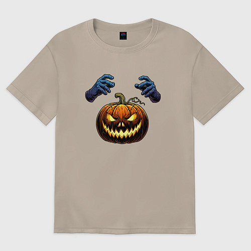 Женская футболка оверсайз Зловещая лампа Джека / Миндальный – фото 1